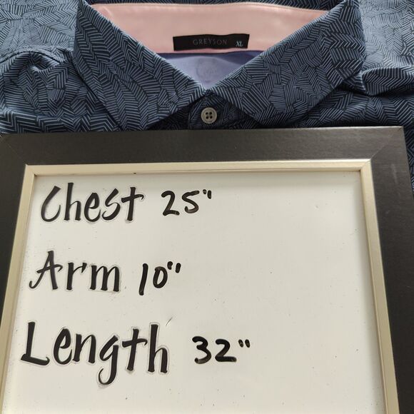 Greyson Polo Shirt Mens XL Blue Geometric Pattern Golf Performance Stretch - Picture 7 of 7